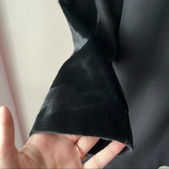 JUDITH & Charles | Manille Calf Hair Wool Coat Size 2 Black - Picture 11 of 13